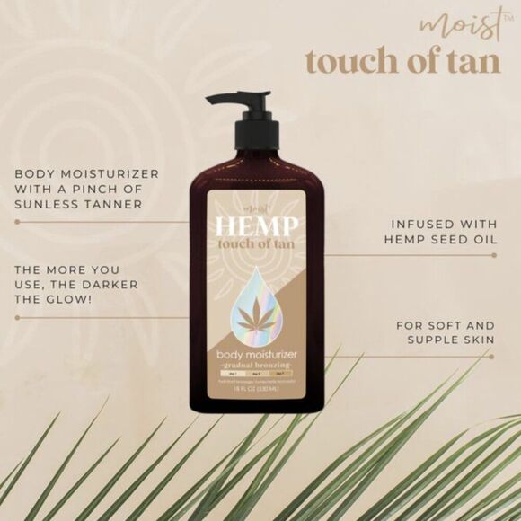 Moist Hemp Bronzing Moisturizer Self Tanner 18oz and Leopard Print Tanning Mitt - Picture 6 of 11